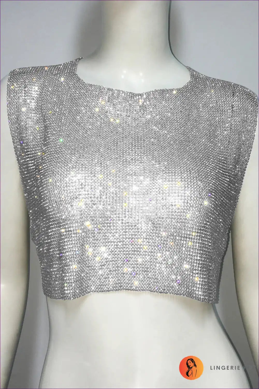Levoire | Top sexy dos ouvert en strass - Éclat d'été Une taille Argent