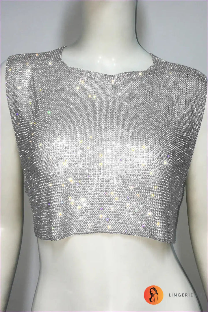 Levoire | Top sexy dos ouvert en strass - Éclat d'été Une taille Argent