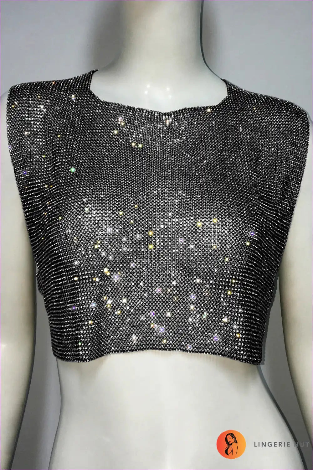 Levoire | Top sexy dos ouvert en strass - Éclat d'été Une taille Noir