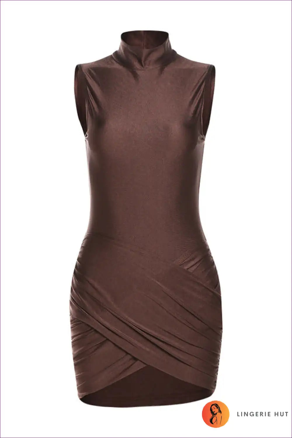 Levoire | Robe Bodycon à Col Roulé Tressé Sexy - Tenue de Fête Glamour Braun