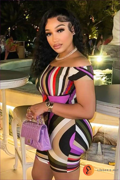 Levoire | Combinaison colorblock sexy à épaules dénudées - prêt pour les fêtes d'été