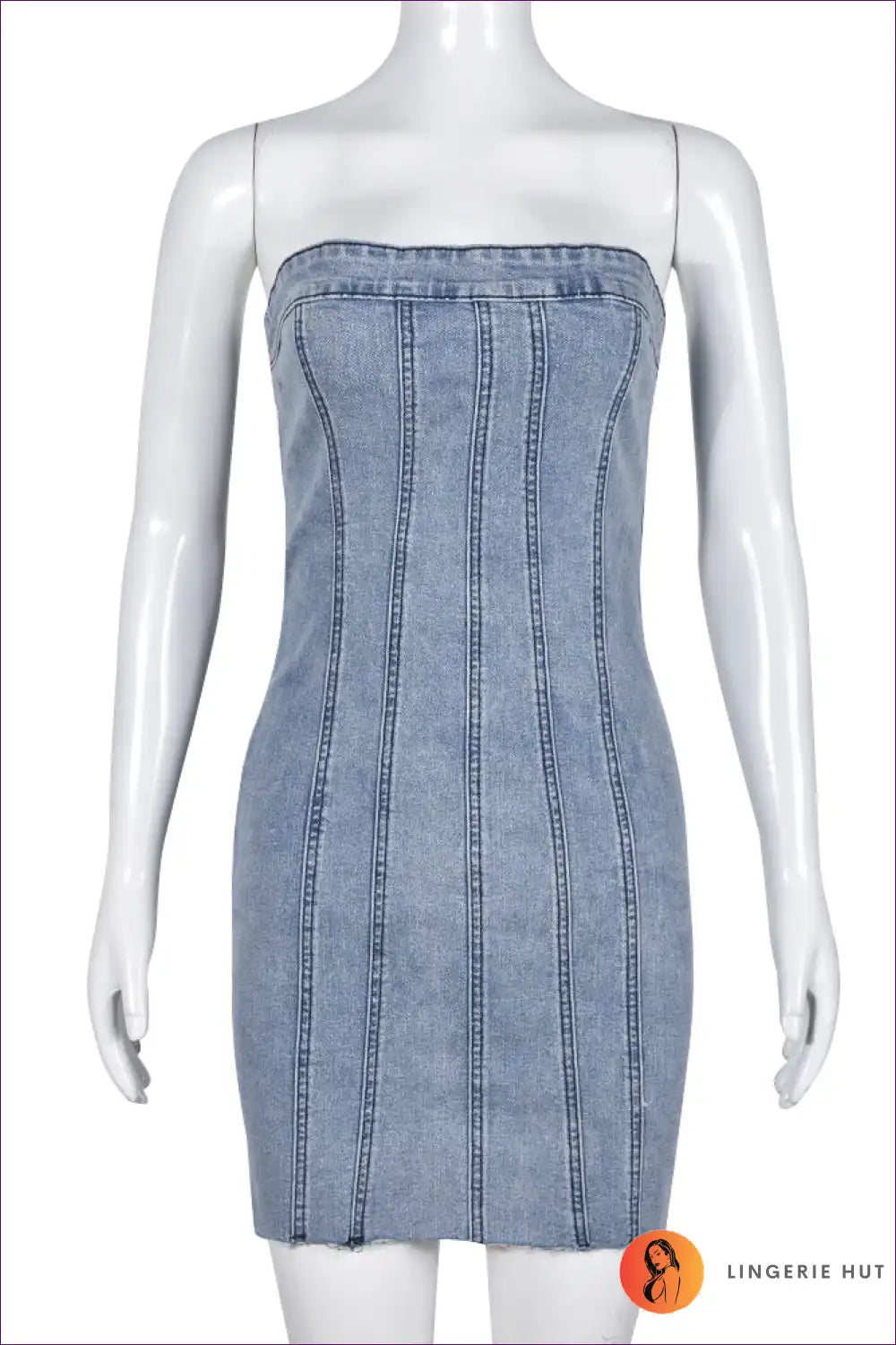 Levoire | Robe Bodycon en denim sans bretelles sexy – Prête pour la fête Bleu