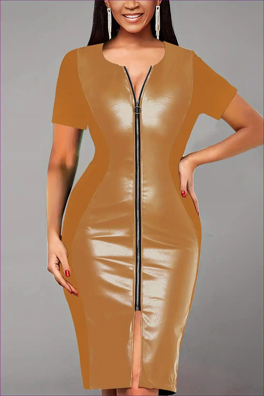 Levoire | Robe portefeuille en or sleek – Moderne & Élégante Khaki