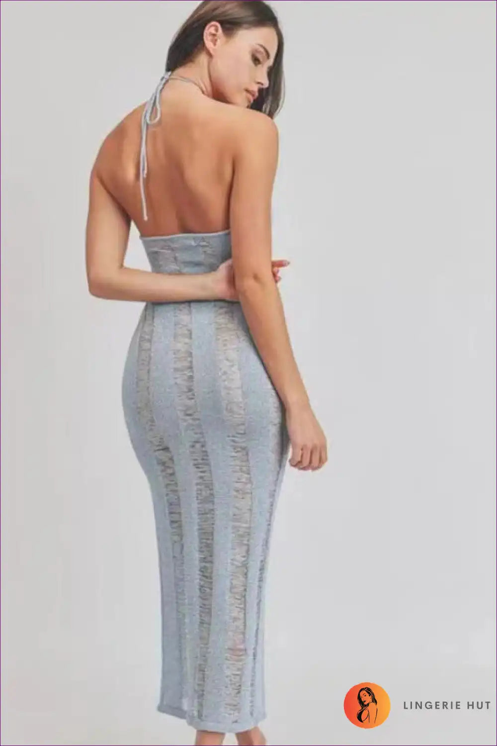 Levoire | Robe en jersey argent lisse - Glamour moderne