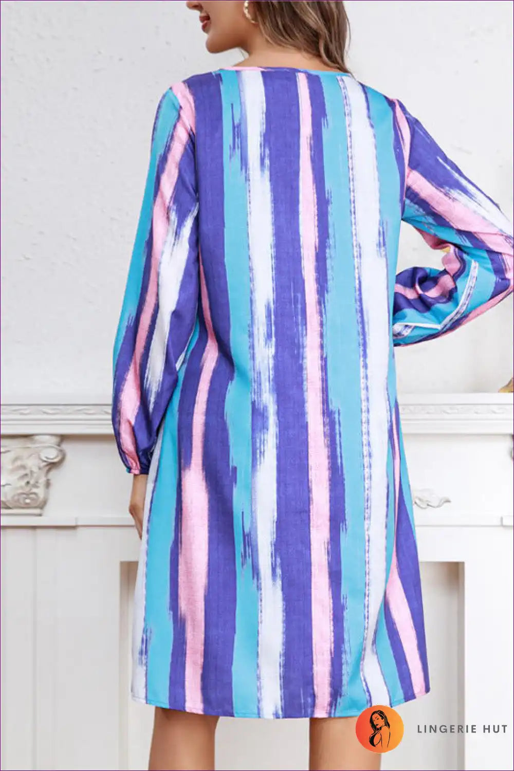 Levoire | Robe Shift à Col V Rayée - Élégante Décontractée Vivante