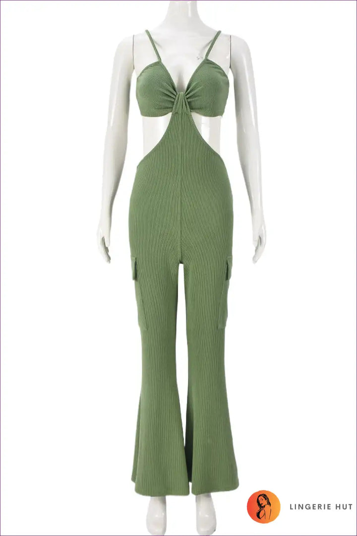 Levoire | Robe salopette à encolure en V avec découpe effilée - Été sans effort Vert