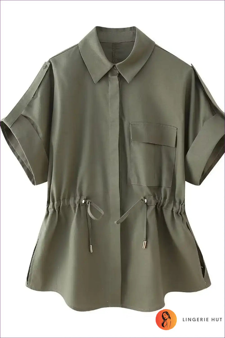 Levoire | Été Temps libre Ensemble Co Ord - Élégance sans effort Chemise verte