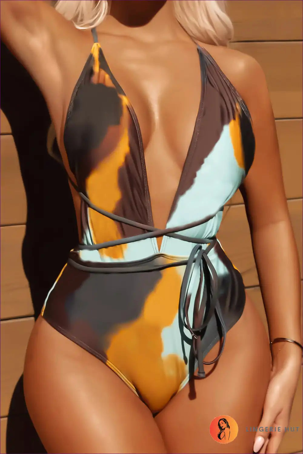 Levoire | Maillot de bain tie-dye à nouer Vettävä - Beauté de plage Boho Sidos-couleur