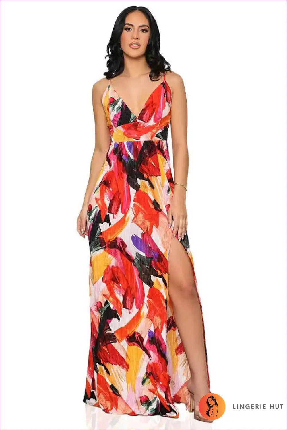 Levoire | Trooppikukka Sans Épaules Maxi Robe Élégance d'Été Sans Effort Rot