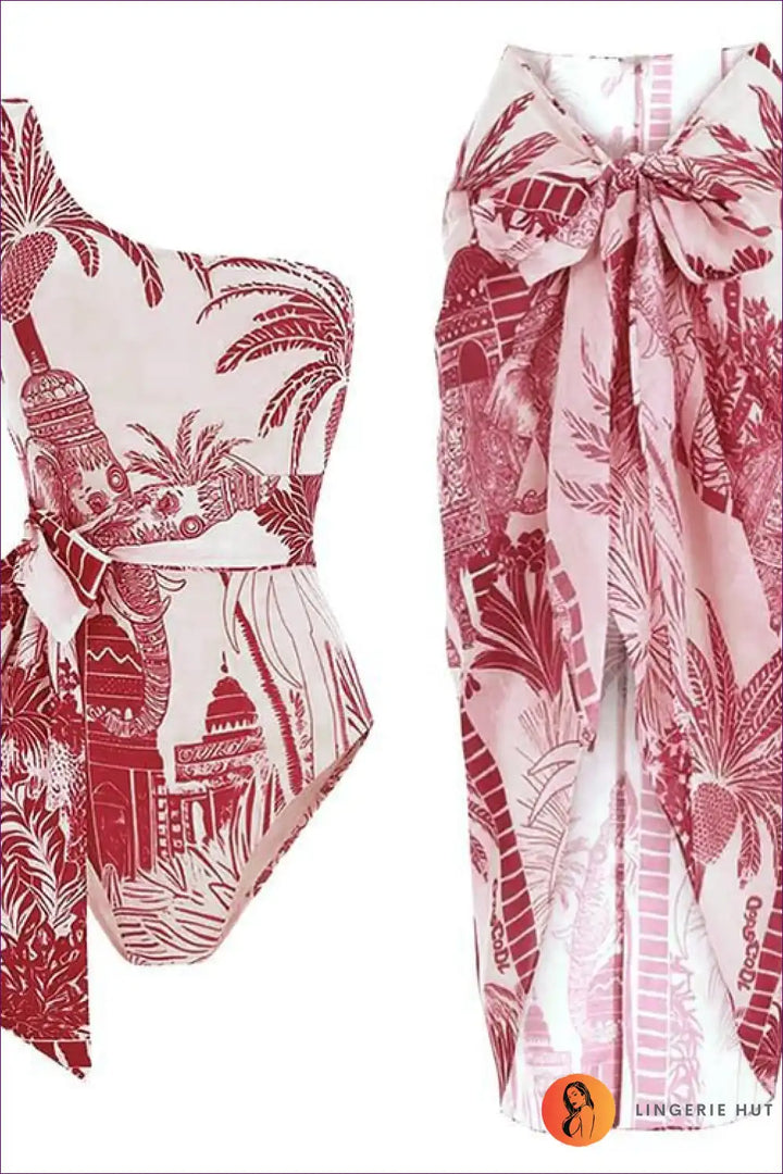 Levoire | Robe midi à une épaule Trooppinen paratiisi - Élégance exotique pour les vacances d'été Ensemble multicolore