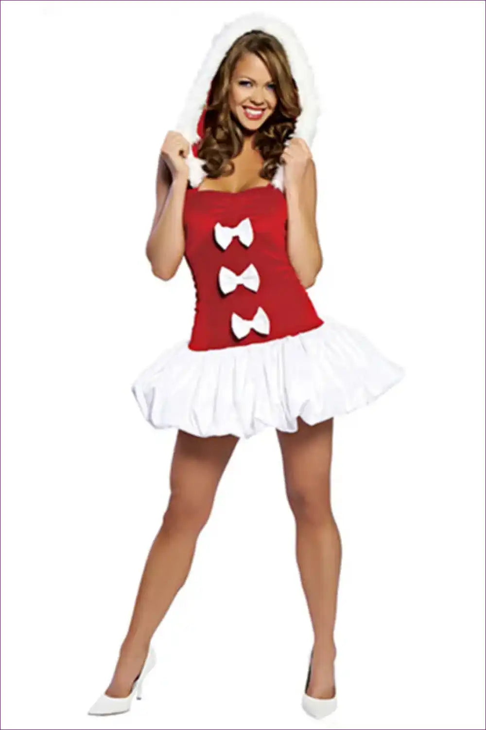 Levoire | Samt Santa Cosplay Robe - Plüsch Off-Shoulder Élégance Blanc1 Une taille