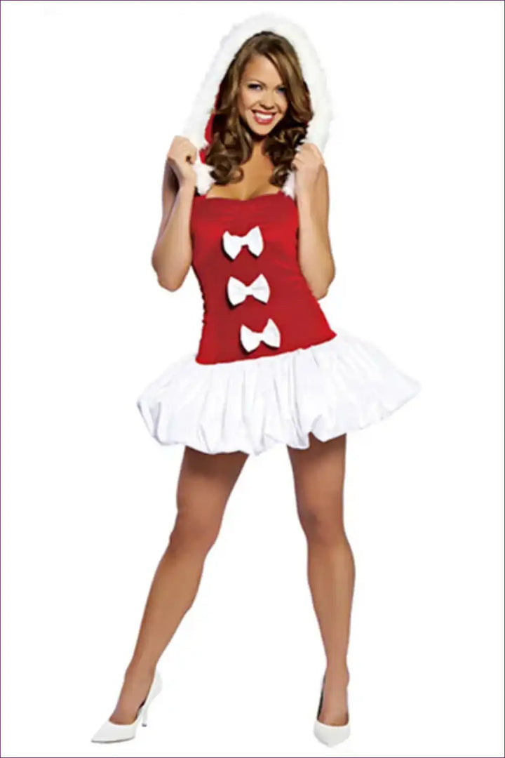 Levoire | Samt Santa Cosplay Robe - Plüsch Off-Shoulder Élégance Blanc1 Une taille
