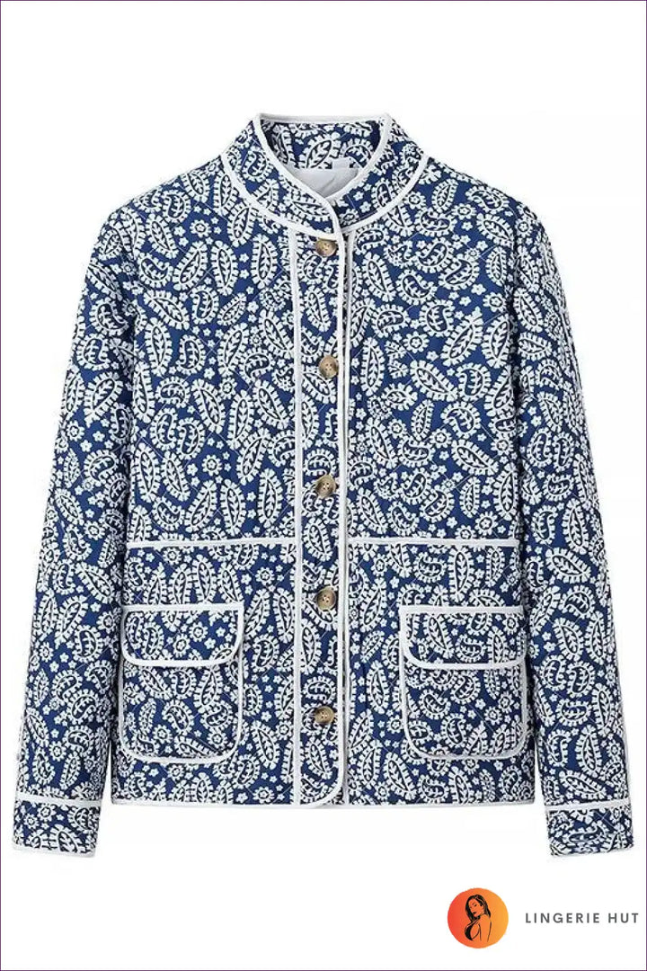 Levoire | Vintage Charm Floral T-shirt - Bleu Marine & Blanc Élégance Bleu