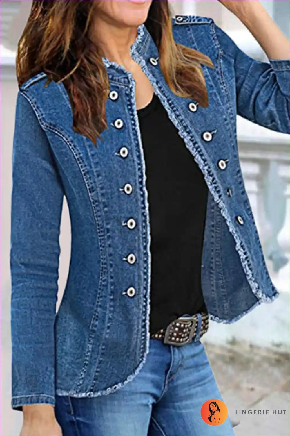 Levoire | Veste en denim ajustée Vintage Chic - Style intemporel pour les femmes modernes Bleu