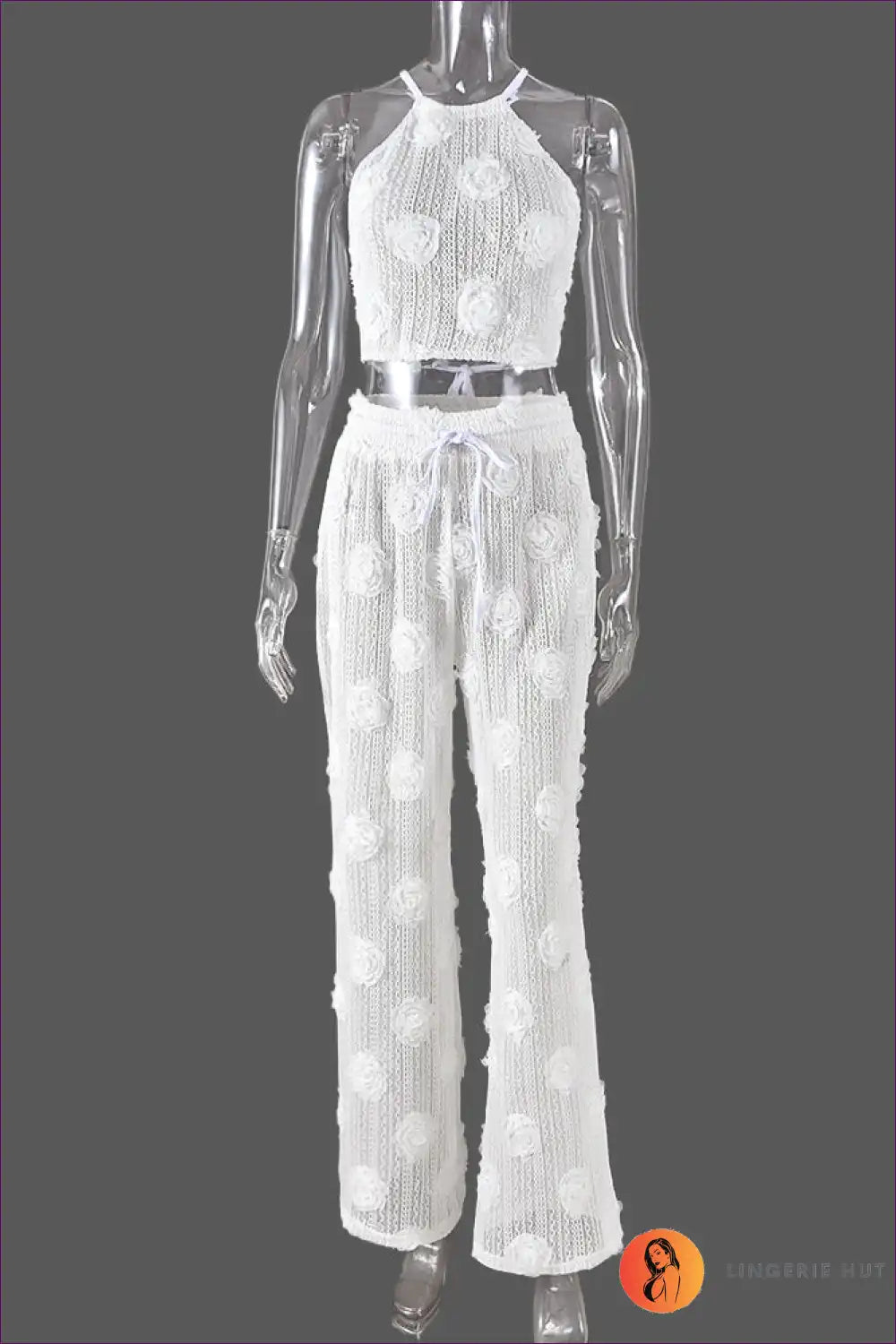 Levoire | Robe coordonnée en fleur crochetée blanche - La perfection Boho-Chic Blanc