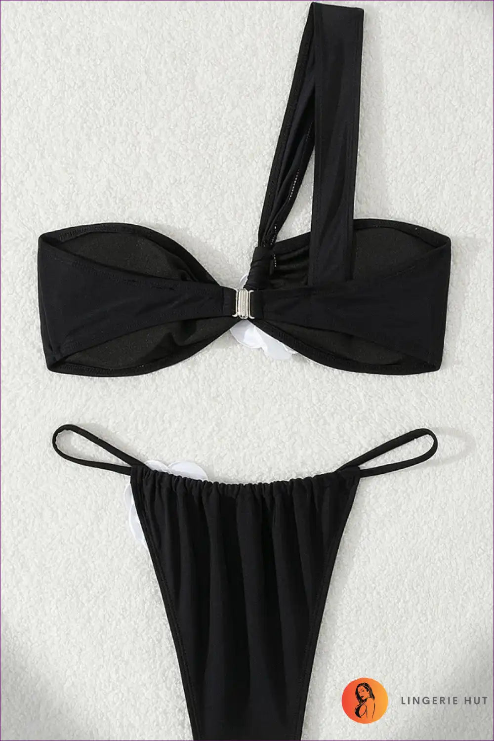 Levoire | Bikini blanc à motif floral à une épaule - Bloom in Style