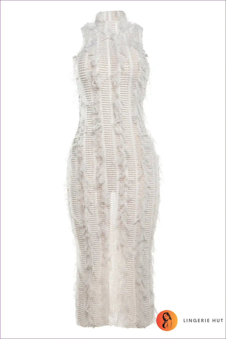 Levoire | Robe en dentelle blanche à col haut transparent - Audace raffinée Blanc