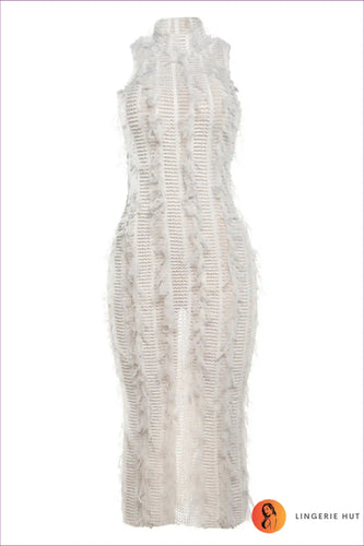 Levoire | Robe en dentelle blanche à col haut transparent - Audace raffinée