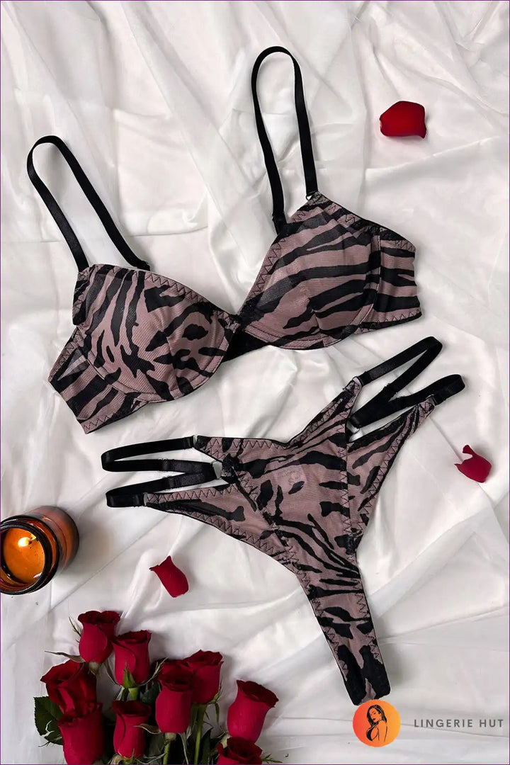 Levoire | Ensemble de lingerie Zebra Glam - Audacieux et Flirtant Noir