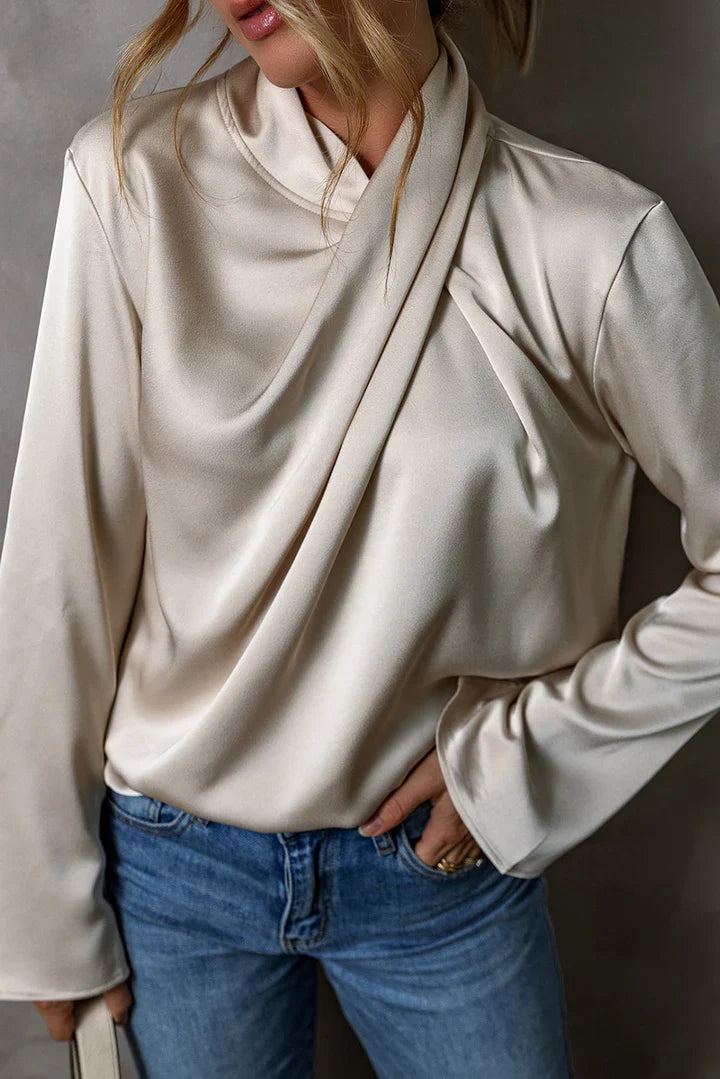 Levoire | Blouse En Satin Élégante Avec Devant Croisé Pour Femmes
