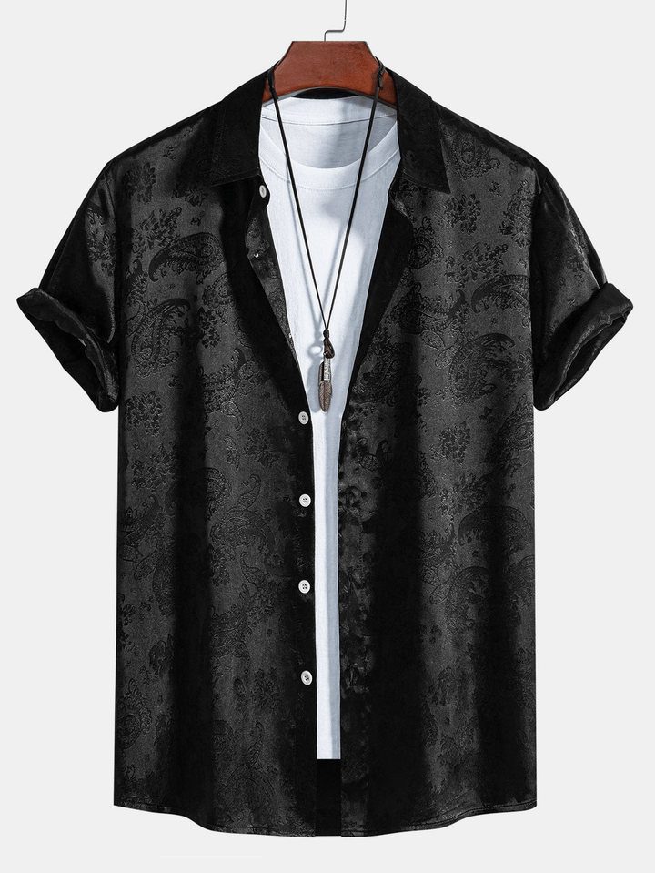 Levoire | Chemise Satin Paisley Homme Noir