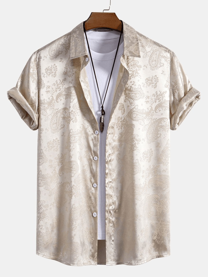 Levoire | Chemise Satin Paisley Homme Beige