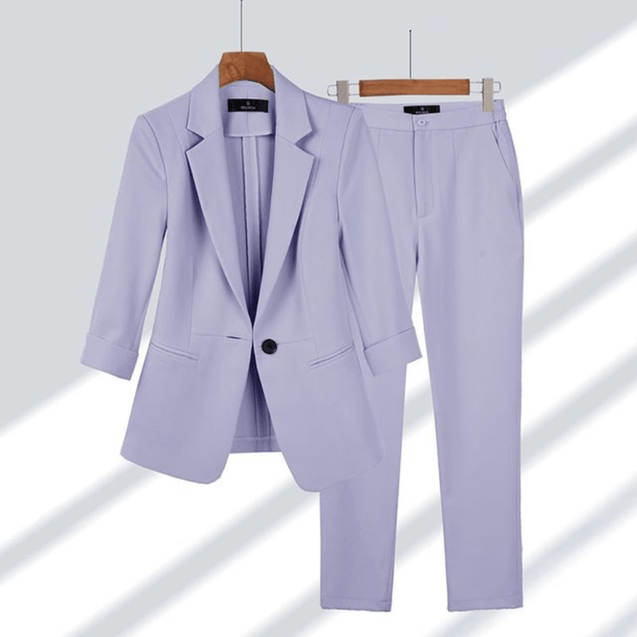 Levoire | Costume de femme deux pièces tailleur pantalons femmes costume décontracté pour femmes Lilas