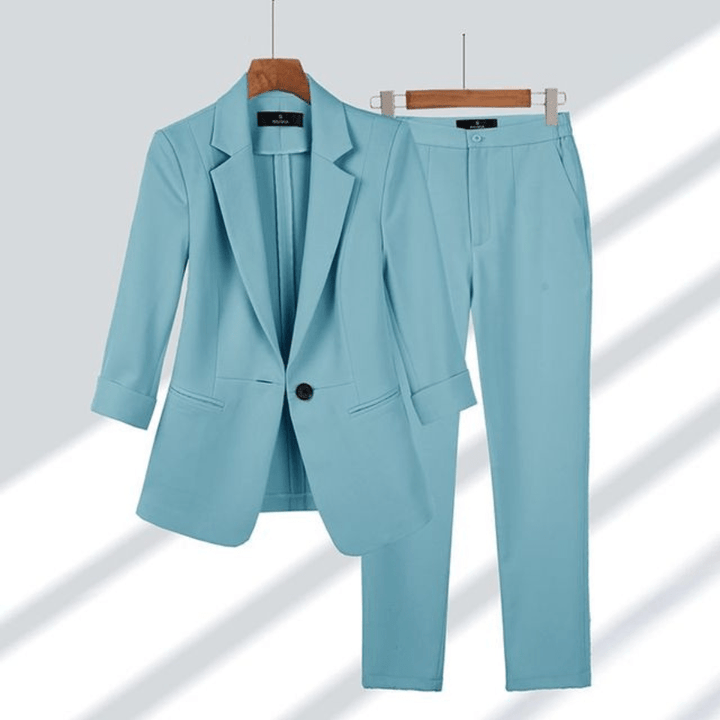 Levoire | Costume de femme deux pièces tailleur pantalons femmes costume décontracté pour femmes Bleu