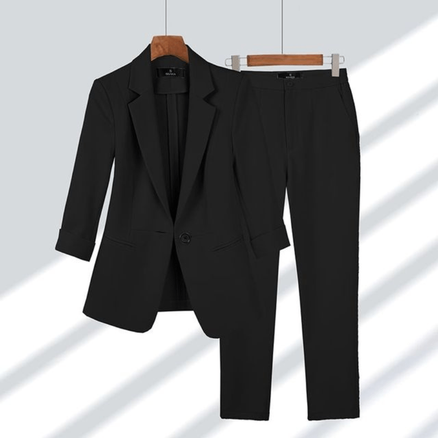 Levoire | Costume de femme deux pièces tailleur pantalons femmes costume décontracté pour femmes Noir