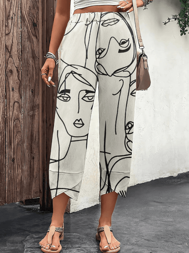 Levoire | Pantalon Décontracté Femme Imprimé Faciale Tendance