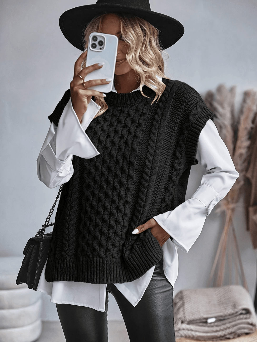 Levoire | Haut tricoté débardeur chic femme Noir