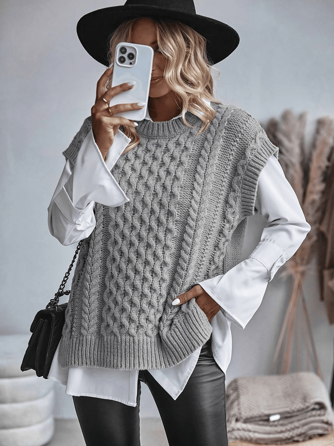 Levoire | Haut tricoté débardeur chic femme Gris