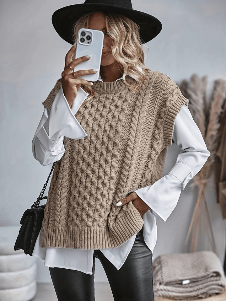 Levoire | Haut tricoté débardeur chic femme Kaki