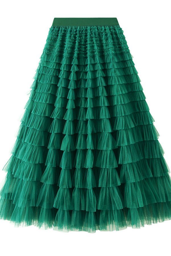 Levoire | Jupe Maxi Élastique Avec Taille Noir vert