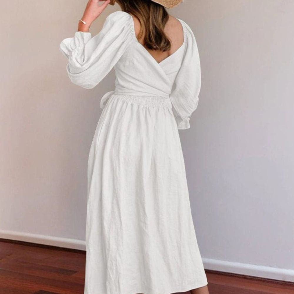 Levoire | Robe Élégante Off Shoulder Avec Manches Bouffantes Blanc