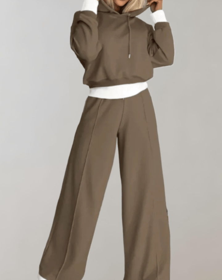 Levoire | Pull à capuche moderne et ensemble de pantalons pour femmes ensemble deux pièces Braun