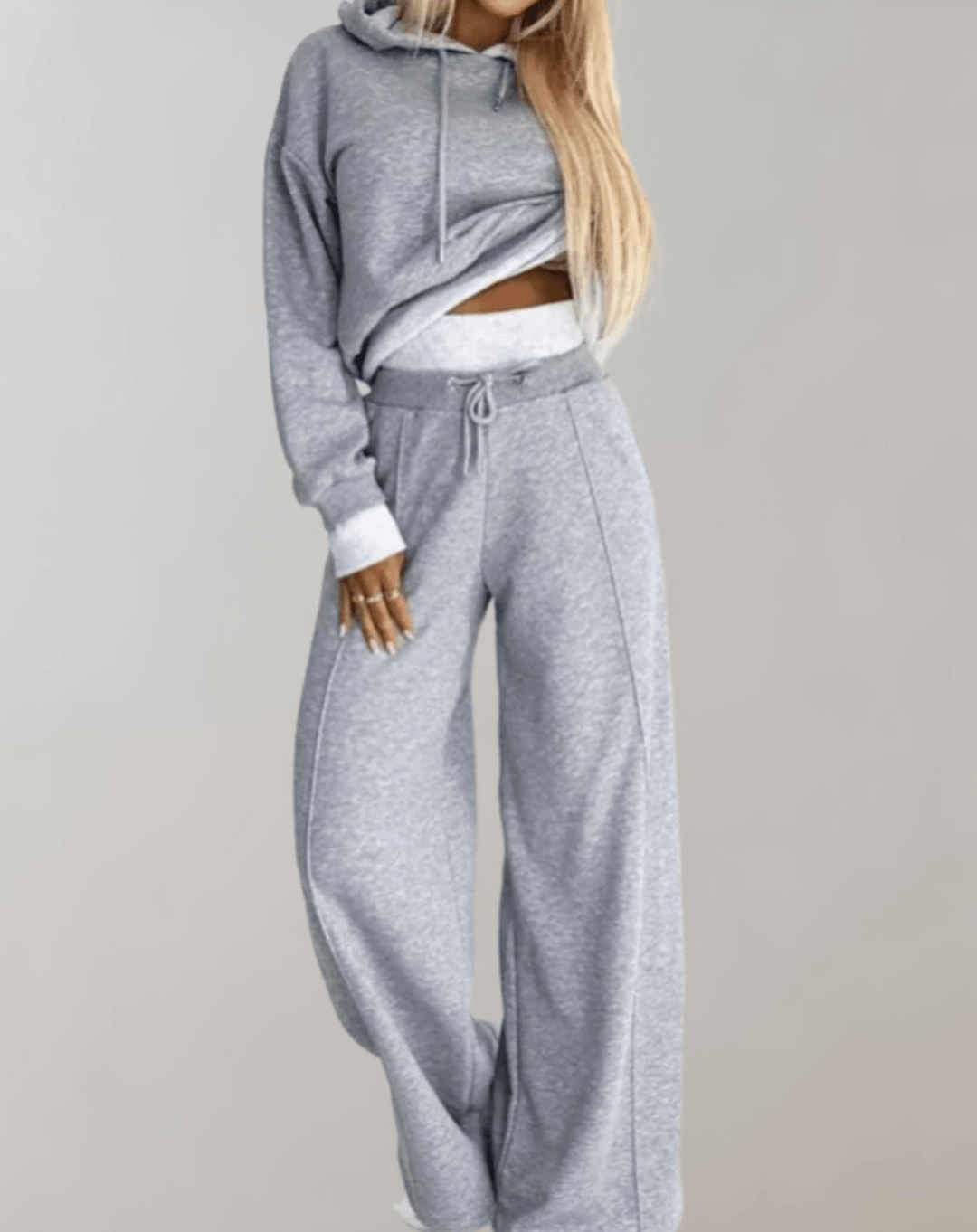 Levoire | Pull à capuche moderne et ensemble de pantalons pour femmes ensemble deux pièces Gris