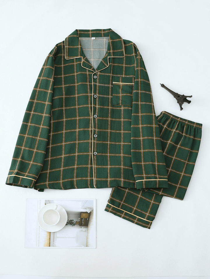 Levoire | Ensemble de pyjama pour hommes à carreaux en deux pièces Vert