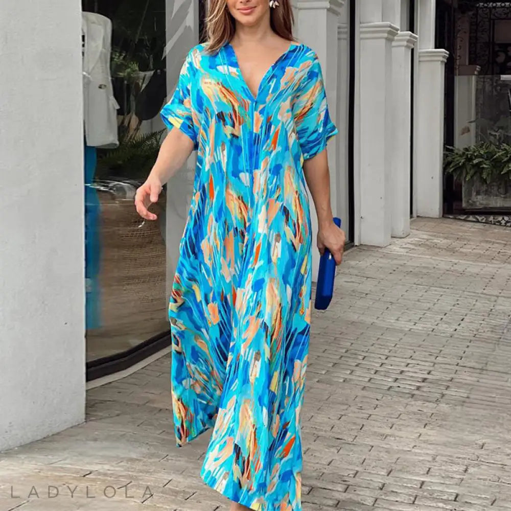 Levoire | Élégante Et Colorée Robe Midi Pour Toutes Les Occasions Ciel bleu