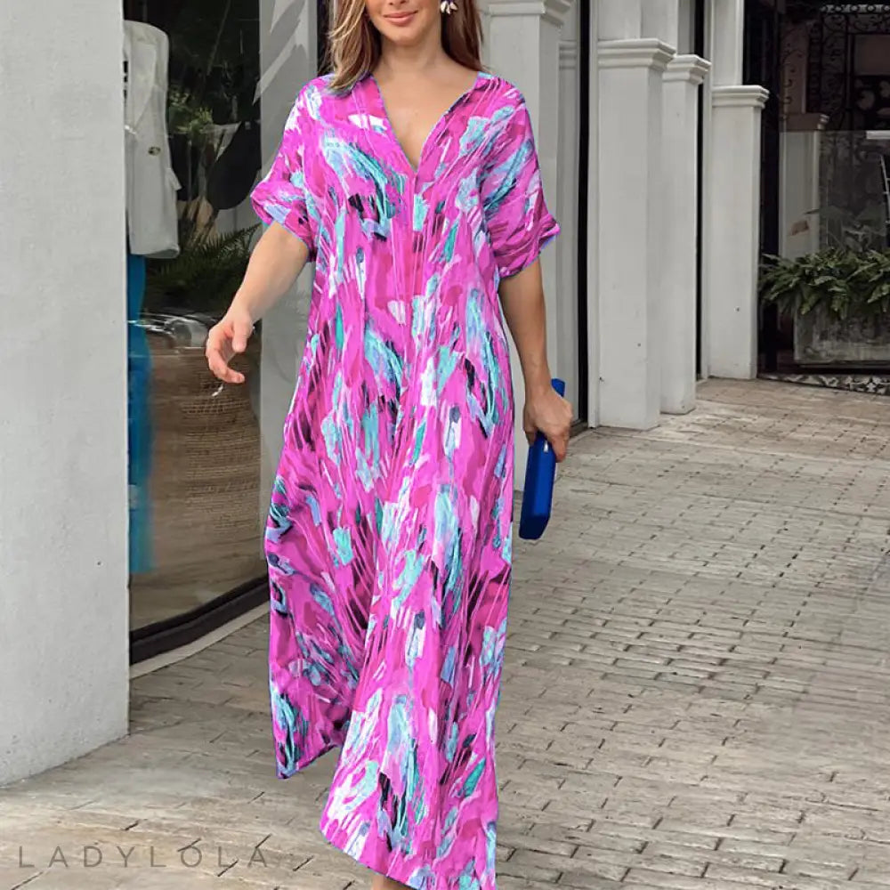 Levoire | Élégante Et Colorée Robe Midi Pour Toutes Les Occasions Rosa