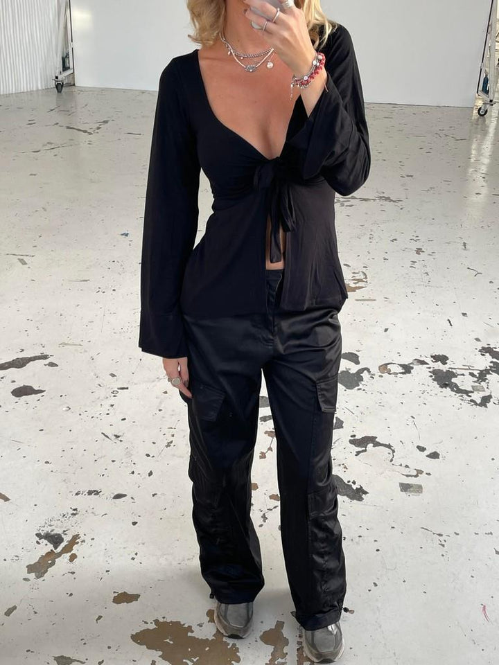 Levoire | Chemise Noire Avec Largeur Au Niveau Des Manches