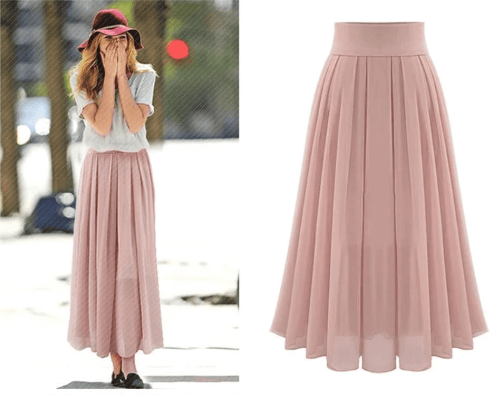 Levoire | Jupe Maxi Plissée Levoire | Mode Rétro Taille Haute