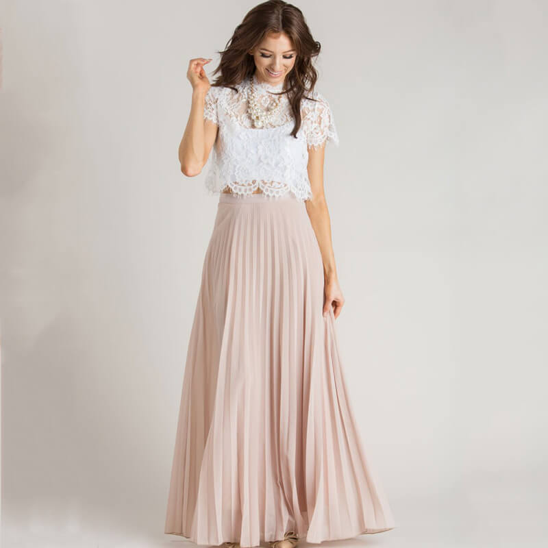 Levoire | Jupe Maxi Plissée Levoire | Mode Rétro Taille Haute