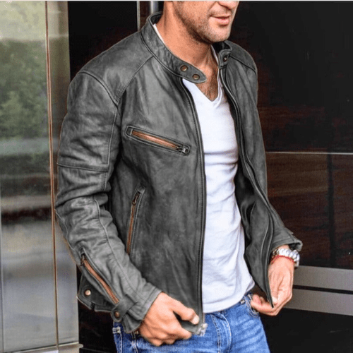 Levoire | Veste en cuir pour hommes Veste en cuir imperméable Parfaite pour l'automne Noir