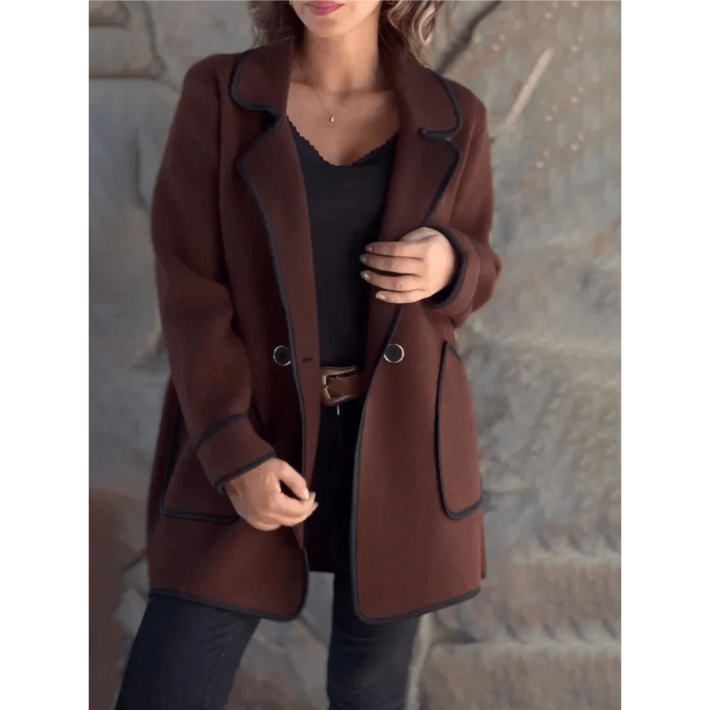 Levoire | Veste élégante pour femmes avec empiècement contrasté Brun foncé