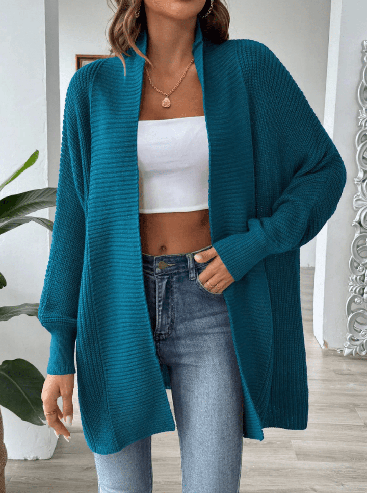 Levoire | Veste Tricot Femme Capuche Chaud Confort Bleu