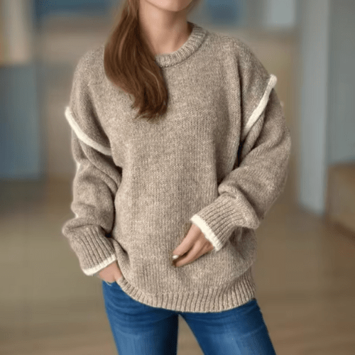 Levoire | Pull Femme Col V Élégant Confortable Kaki