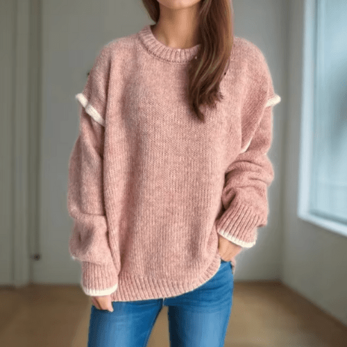 Levoire | Pull Femme Col V Élégant Confortable Rosa