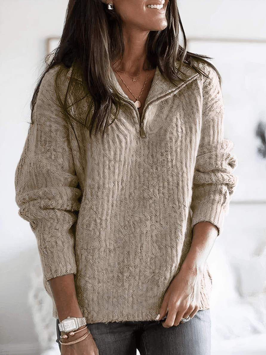 Levoire | Pull à fermeture éclair tendance pour femmes confortable et décontracté Kaki