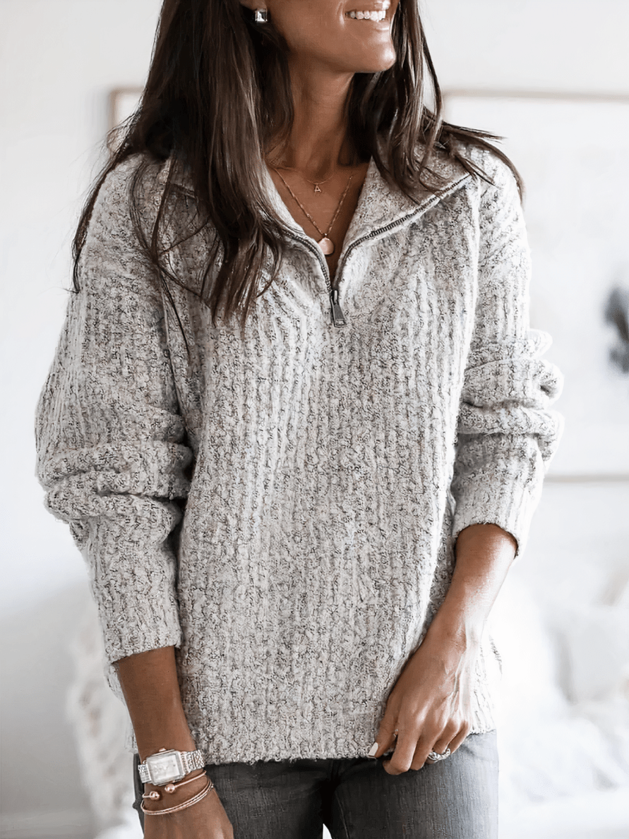 Levoire | Pull à fermeture éclair tendance pour femmes confortable et décontracté Gris